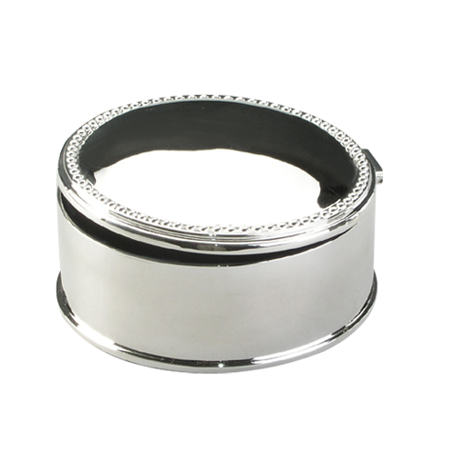 Oval Silver Plating Trinket Velvet Lining Metal Box