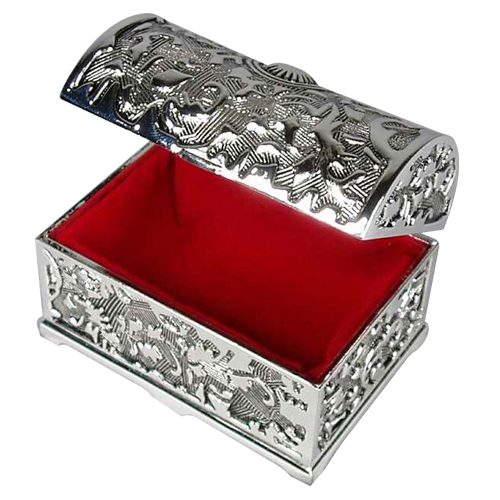 Antique Silver Religious Features Jewelry Storage Box