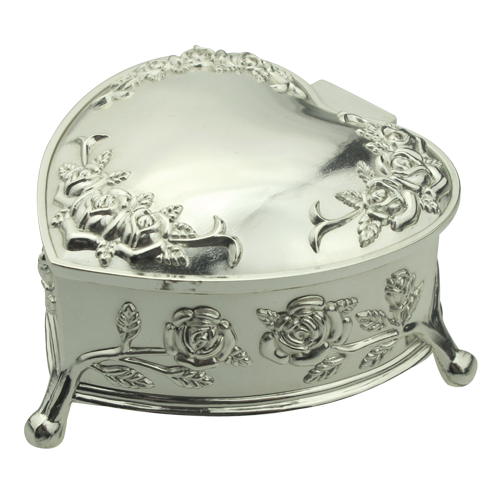 Heart Shape Rose Flower Laser Engraving Jewelry Box with Foot