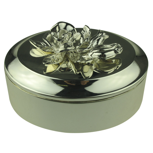 Antique Silver Flower Ellipse Shape Alloy Jewelry Box