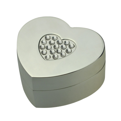 Metal Heart Shaped Trinket Box with Crystals