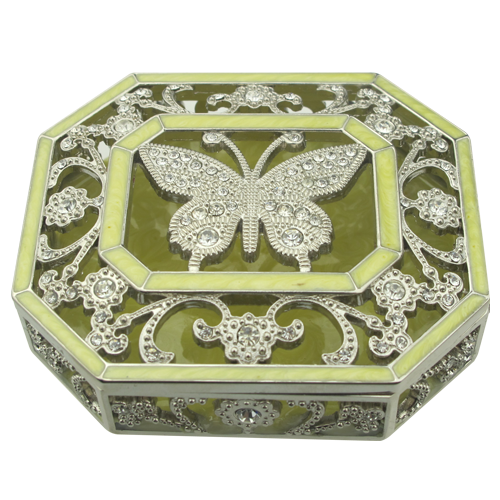 Crystal Flowers and Butterfly Personalized Jewelry Boxes