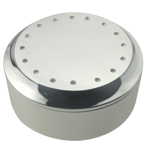 Personalized Round Jewelry Box with Rhinestone