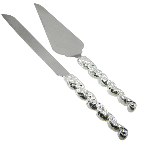 Wedding Accessories Sparking Love Silver Plated Cake Knife Set