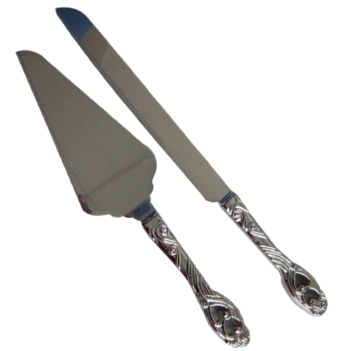 Double Hearts Wedding Cake Knife and Server Cutlery