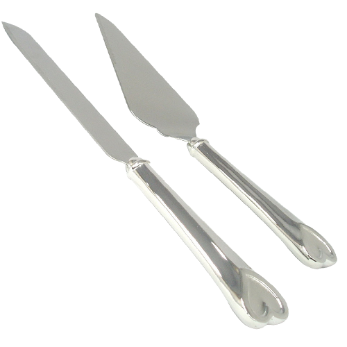 Only Love Wedding Collection Silver Cake Server Set