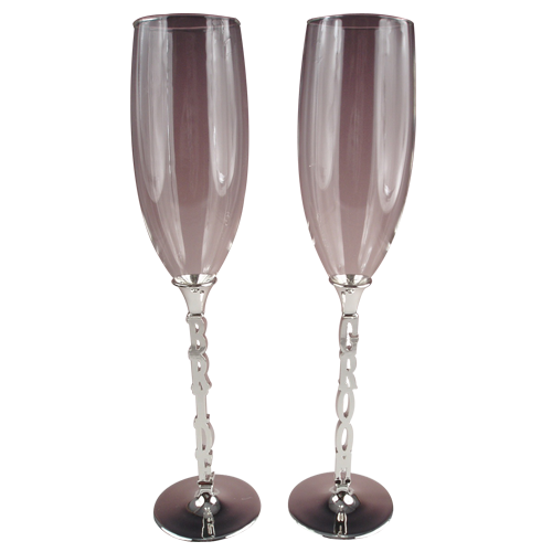 Bride and Groom Tulip-shaped Wedding Champagne Glass
