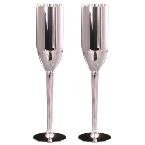 Silver Champagne Glasses with Logo Custom