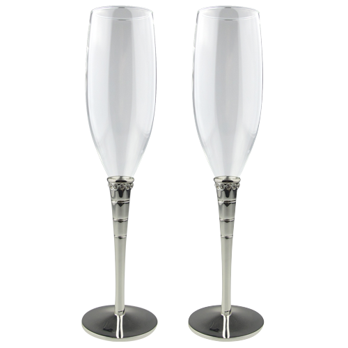 Silver Plating Champagne Flute with Crystals Decoration
