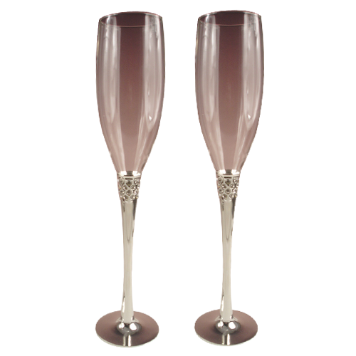 Tulip-Shaped Champagne Wine Glass With Metal Stem