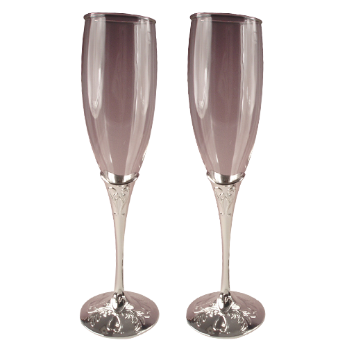 True Love Toasting Flutes Metal Champagne Glass