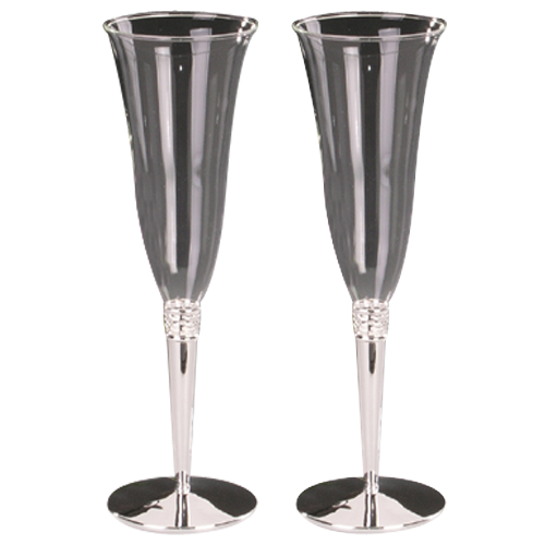 Jewel Décor Silver Plated Champagne Flute Glass