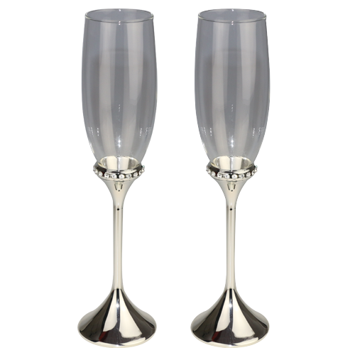 Glitter Crystal Circle Champagne Flute for Weddings