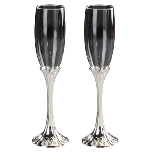 Tulip-shaped Champagne Glass with Metal Stem