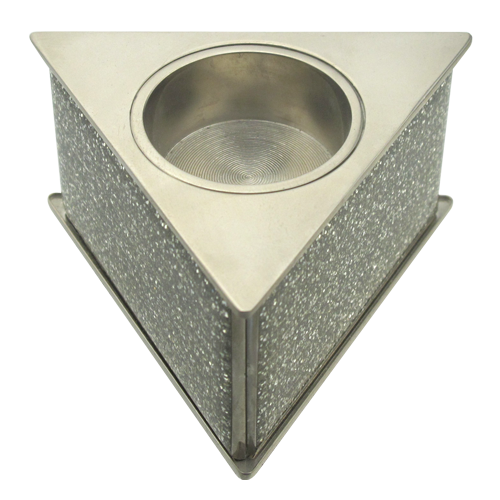 Crystal Based Triangle Tea light Holder with Silver Plate