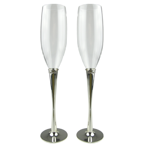 Hand Blow Silver Plated Champagne Glass with Long Stem