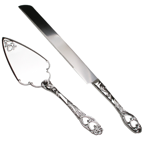 Sweet Hearts Engraved Cake Knife and Server Set