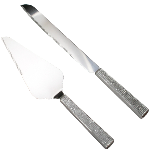 Wedding Cake Server Set with Diamonds Handle