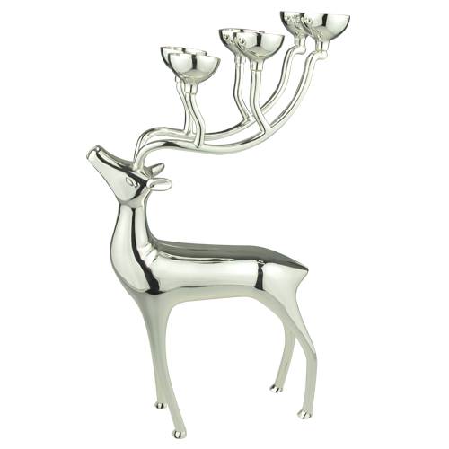 Decorative Christmas Item Silver Reindeer Candle Holder