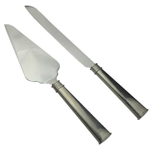 Square Silver Handle Hotel Pie Server and Knife Set