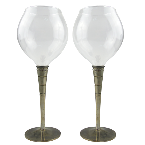 Silver Plated Red Wine Glass Set of 2 Wholesale