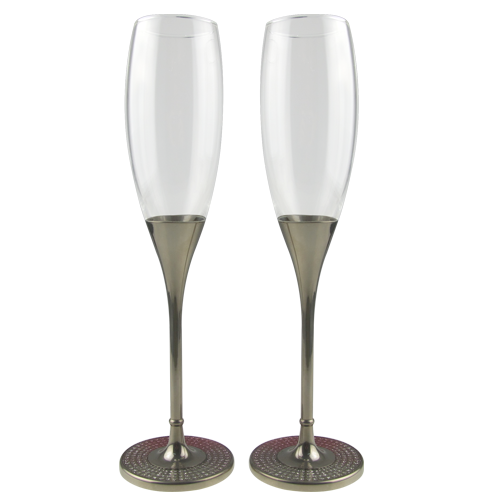Colorful Base Champagne Flute with Silver Plated