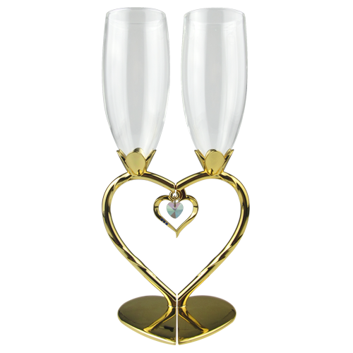 Luxury Heart Shaped Golden Plating Wine Glasses