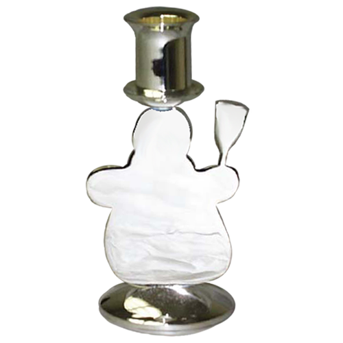 Polished Cute Snowman Candle Holder with Silver Plated