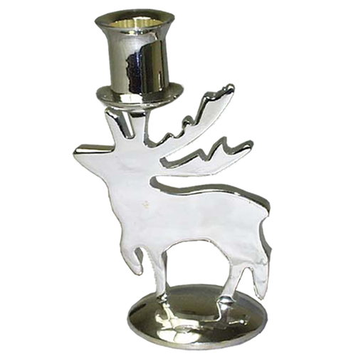 Christmas Moose Design Candle Holder in Silver