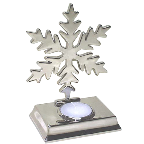 Glitter Snowflake Shaped Tealight Holder in Silver