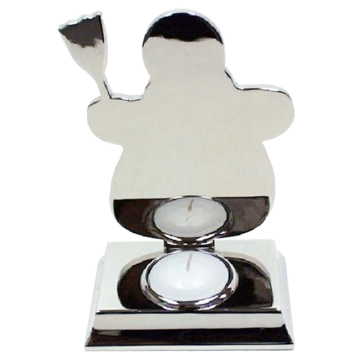 Polished Lovely Snowman Tealight Holder with Silver Plated