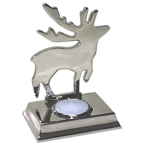 Christmas Dancing Moose Tealight Holder in Silver