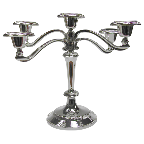 Silver Finish Glitter Candelabra with 5 Arms for Home