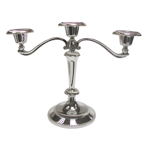 Silver Polished Beads Candle Holder for Home