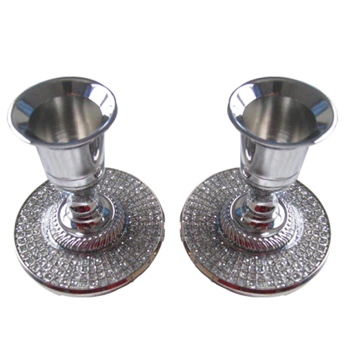 Silver Small Candlestick set of 2 with Epoxy Bottom
