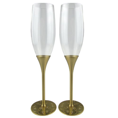 Luxury Gold Plated Champagne Glass with Crystal Decorate