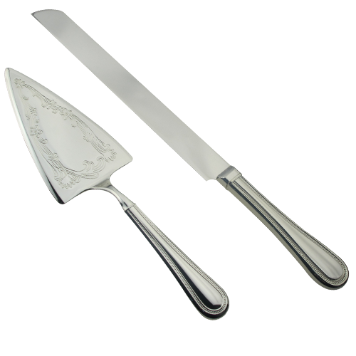 Glitter Silver Plated Personalized Cake Knife Set