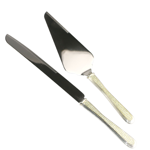 Alloy with Drop Rubber Crystal Handle Cake Cutter Set