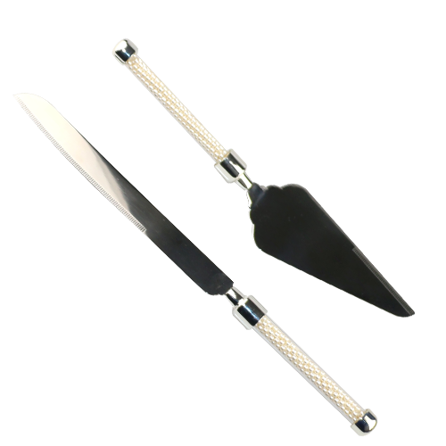 Unique Design Ivory Pearls Handle Cake Server Set