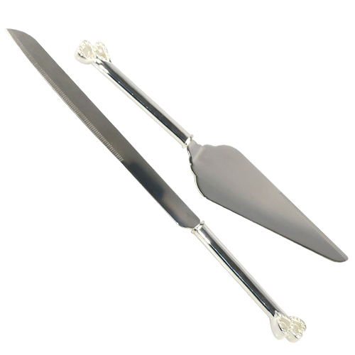 Rhinestone Studded Double Hearts Handles Cake Server Set