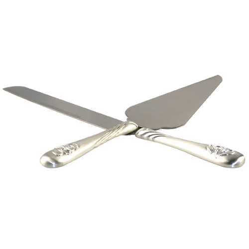 Antique Silver Plated Knife and Server Set for Weddings