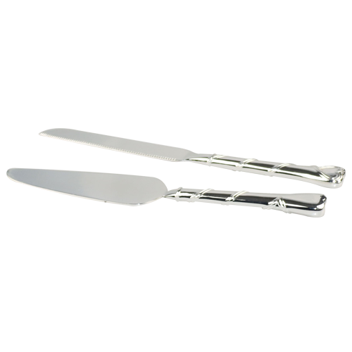 Personalized Wedding Accessories Simple Silver Plate Knife and Server