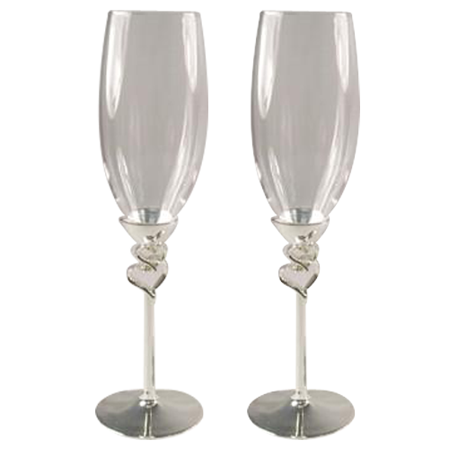 Hearts Modern Design Champagne Flutes for Wedding